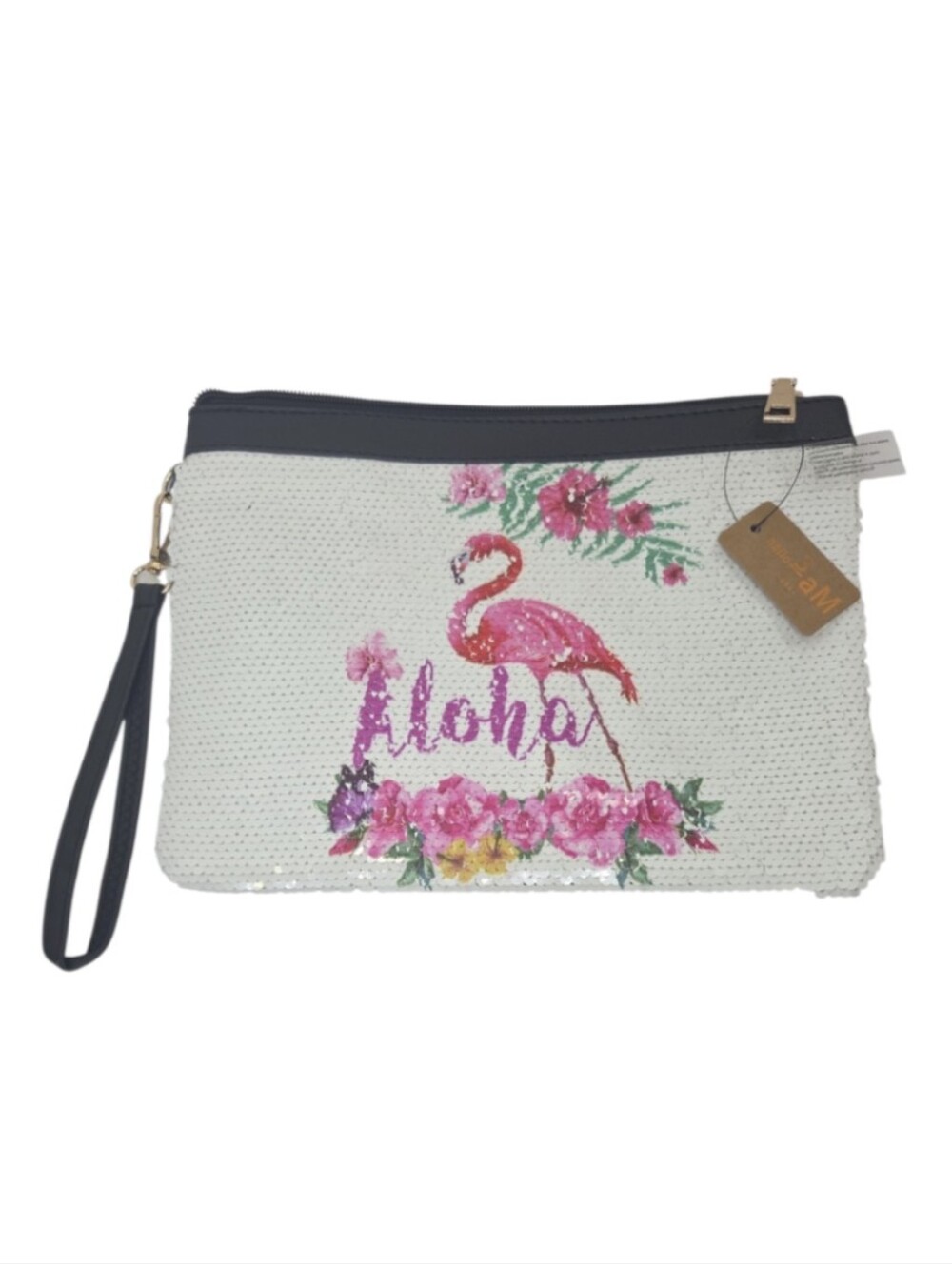 Aloha Flamingo Clutch Wristlet Hello 3 AM NEW